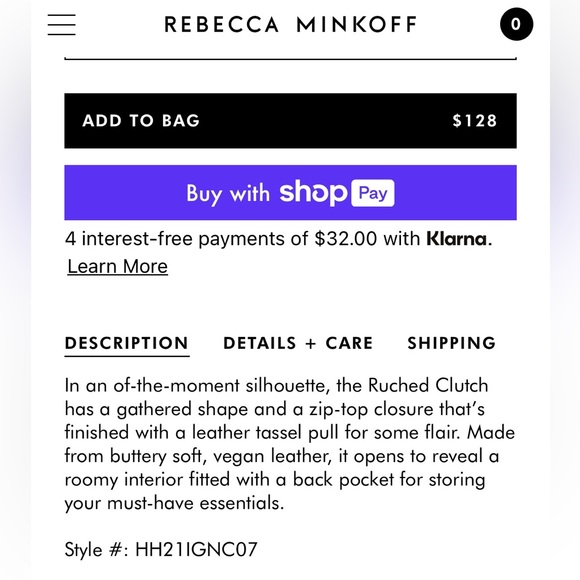 Rebecca Minkoff Metallic Ruched Clutch Bag - Picture 6 of 6